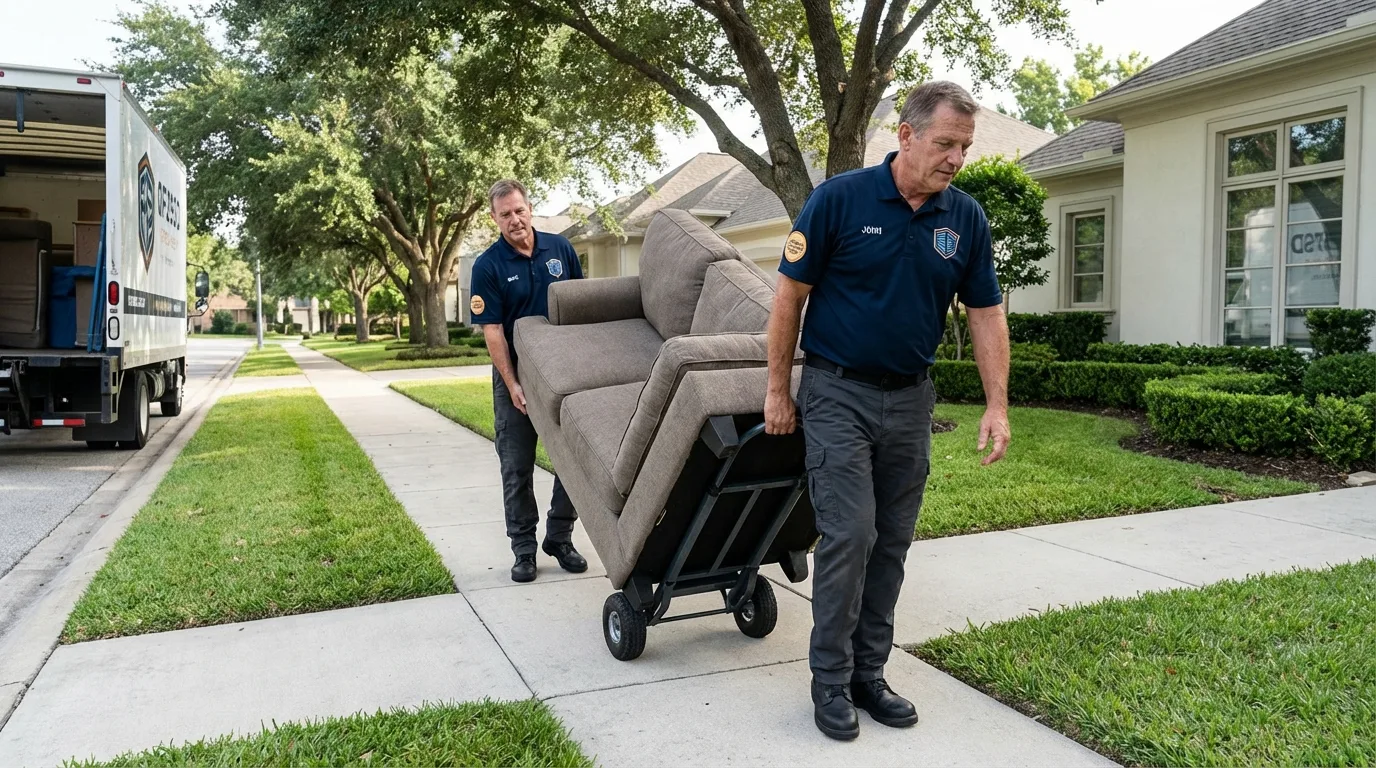 Local residential moving crew loading furniture in Osgood, IN
