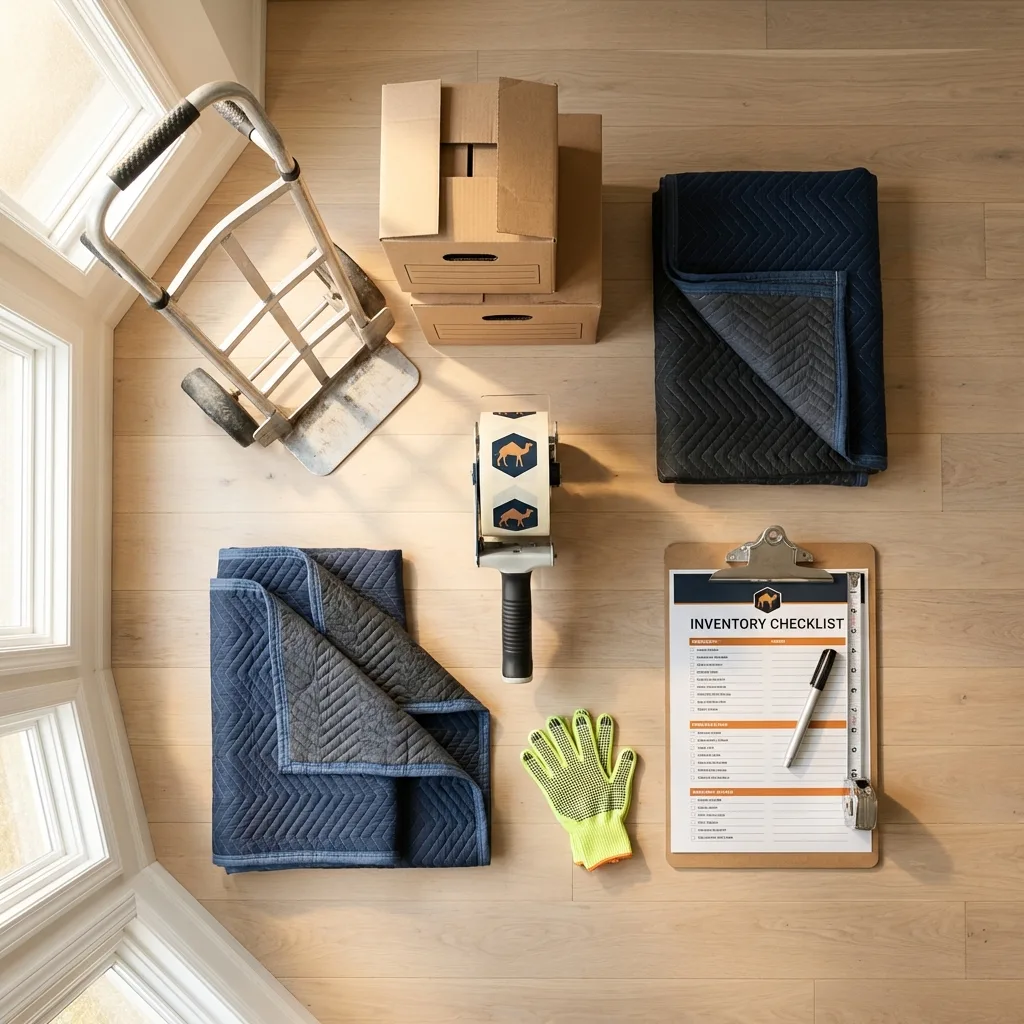 Professional moving supplies and packing materials layout for Osgood residential relocations
